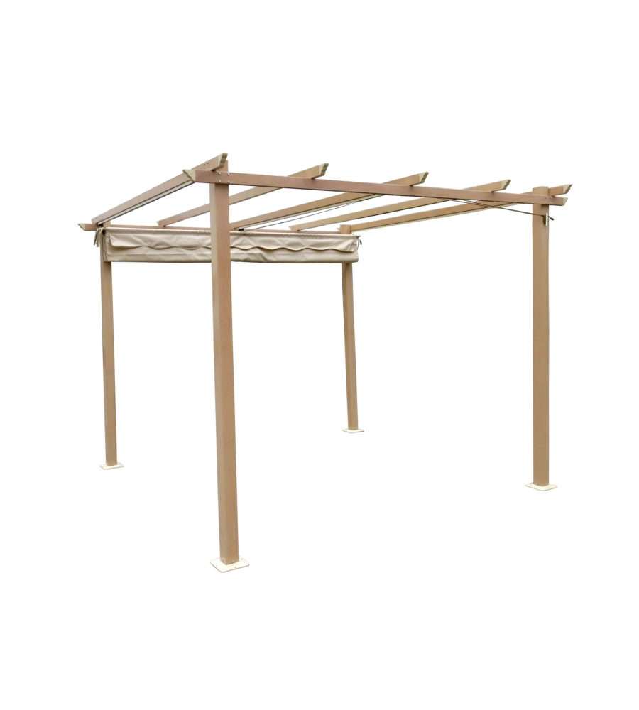 GAZEBO PERGOLA DA ESTERNO EUROGARDEN "DAIANA" IN ACCIAIO EFFETTO LEGNO 3X3 M