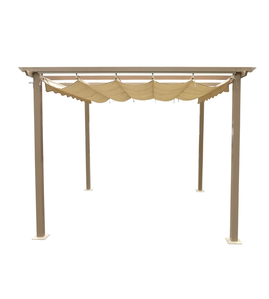 GAZEBO PERGOLA DA ESTERNO EUROGARDEN "DAIANA" IN ACCIAIO EFFETTO LEGNO 3X3 M