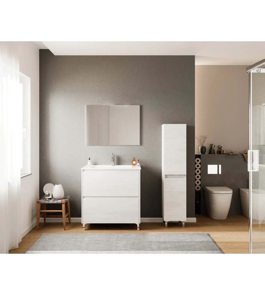 COLONNA BAGNO A TERRA "LISBONA" ROVERE BIANCO  34X36X150 CM