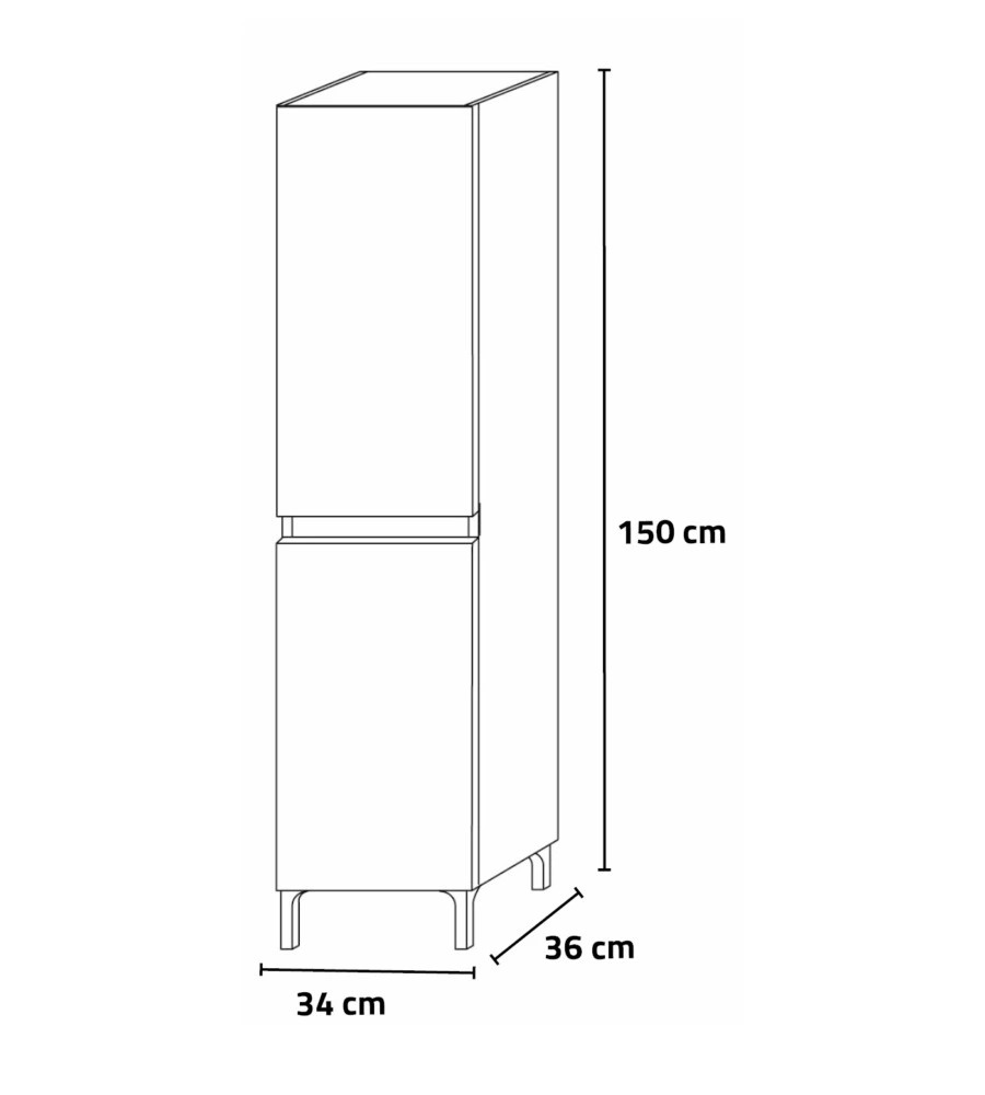 COLONNA BAGNO A TERRA "LISBONA" ROVERE BIANCO  34X36X150 CM