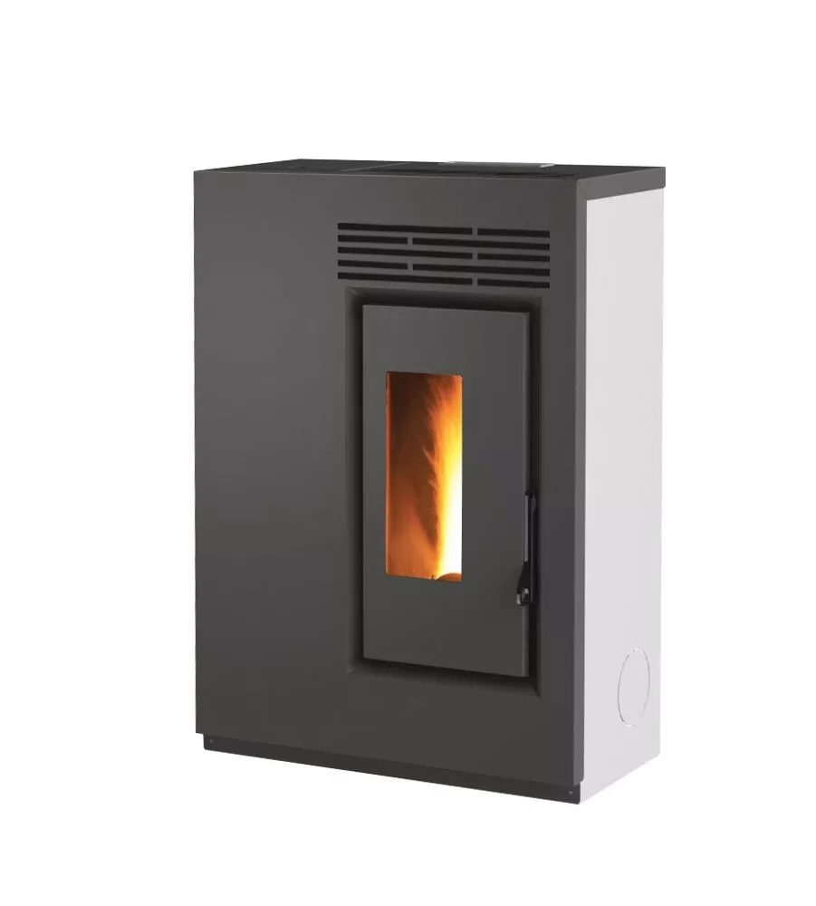 Stufa a pellet ventilata slim Caris "Fiore" bianco 5,0 kW