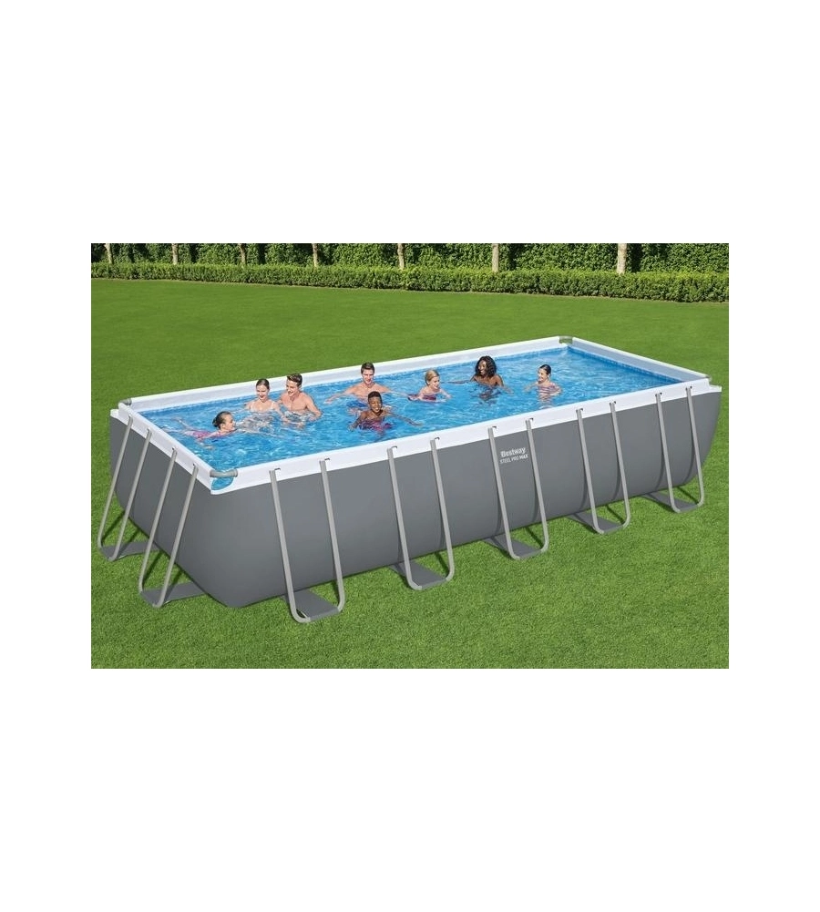 PISCINA FUORI TERRA CON STRUTTURA RETTANGOLARE BESTWAY "STEEL PRO MAX" GRIGIO CHIARO 640X274X132 CM