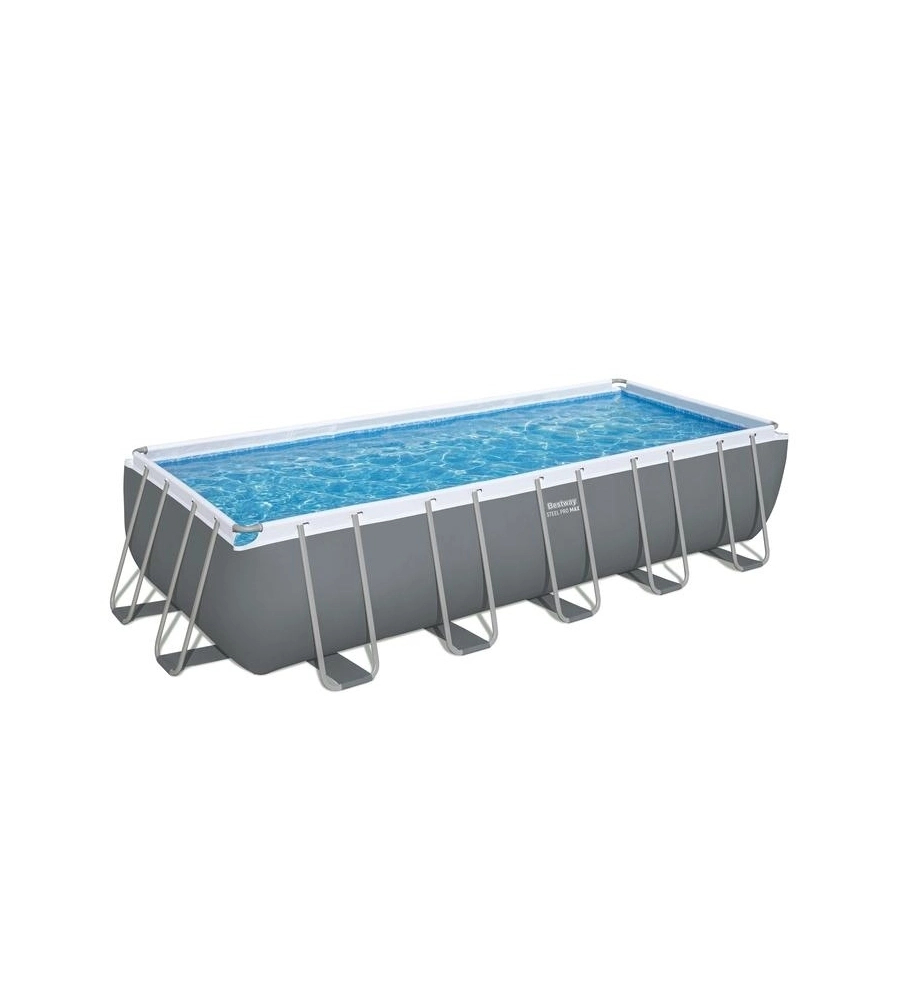 PISCINA FUORI TERRA CON STRUTTURA RETTANGOLARE BESTWAY "STEEL PRO MAX" GRIGIO CHIARO 640X274X132 CM