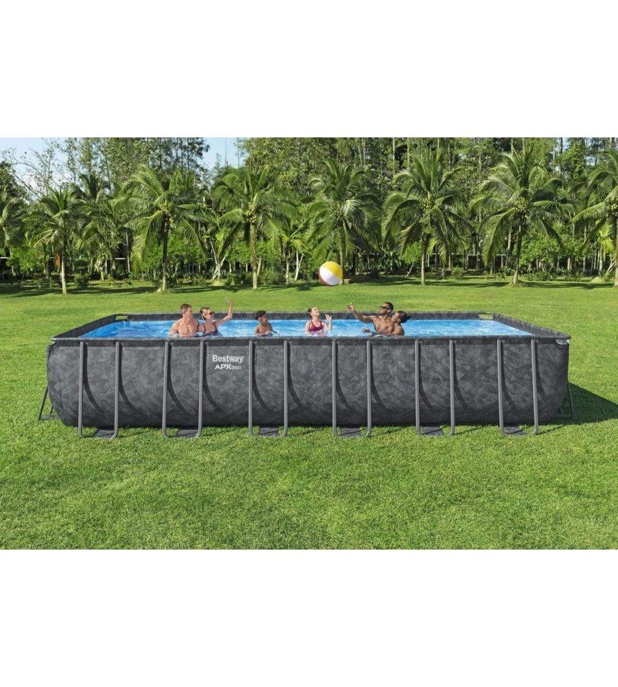 PISCINA FUORI TERRA CON STRUTTURA BESTWAY "APX 365" EFFETTO MARMO SCURO 732X366X132 CM