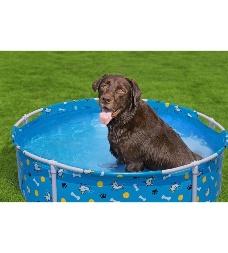 PISCINA FUORI TERRA CON STRUTTURA ROTONDA GIOCO PER CANI BESTWAY "FETCHIN' FUN" BLU 122X122X30,5 CM