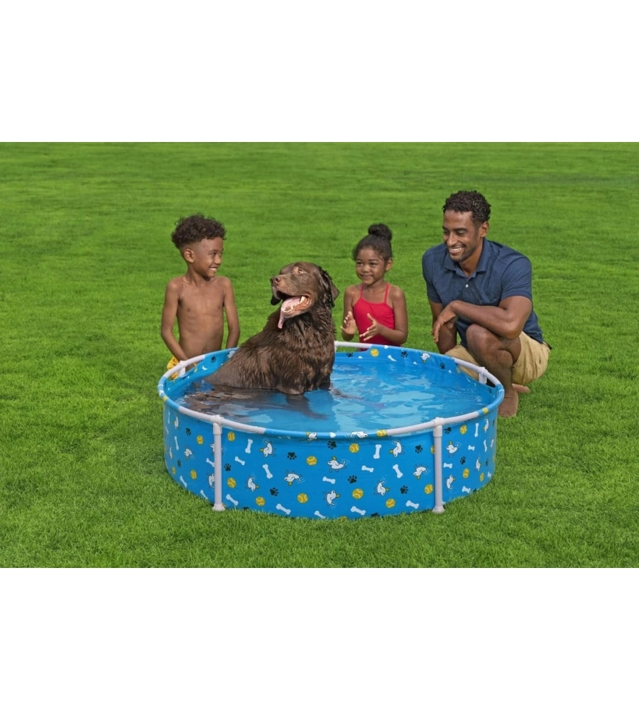 PISCINA FUORI TERRA CON STRUTTURA ROTONDA GIOCO PER CANI BESTWAY "FETCHIN' FUN" BLU 122X122X30,5 CM