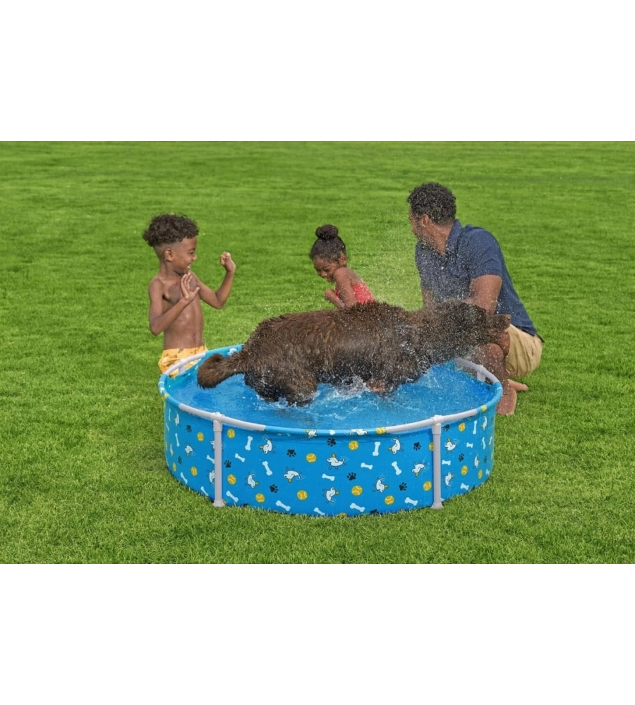 PISCINA FUORI TERRA CON STRUTTURA ROTONDA GIOCO PER CANI BESTWAY "FETCHIN' FUN" BLU 122X122X30,5 CM
