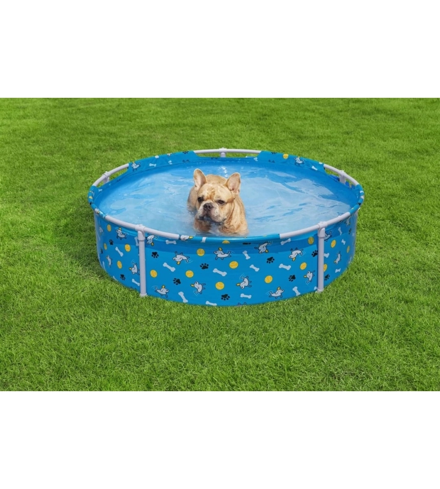 PISCINA FUORI TERRA CON STRUTTURA ROTONDA GIOCO PER CANI BESTWAY "FETCHIN' FUN" BLU 122X122X30,5 CM