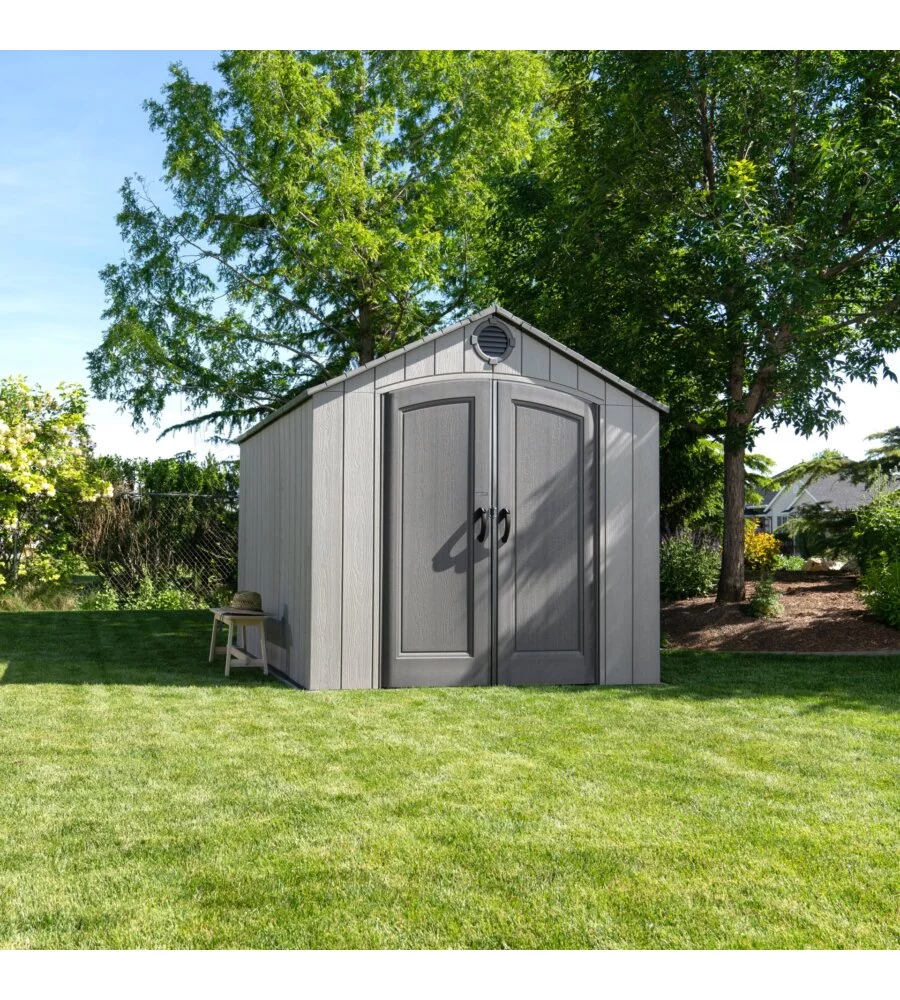 CASETTA DA GIARDINO LIFETIME IN RESINA EFFETTO LEGNO GRIGIO 244X305X241 CM