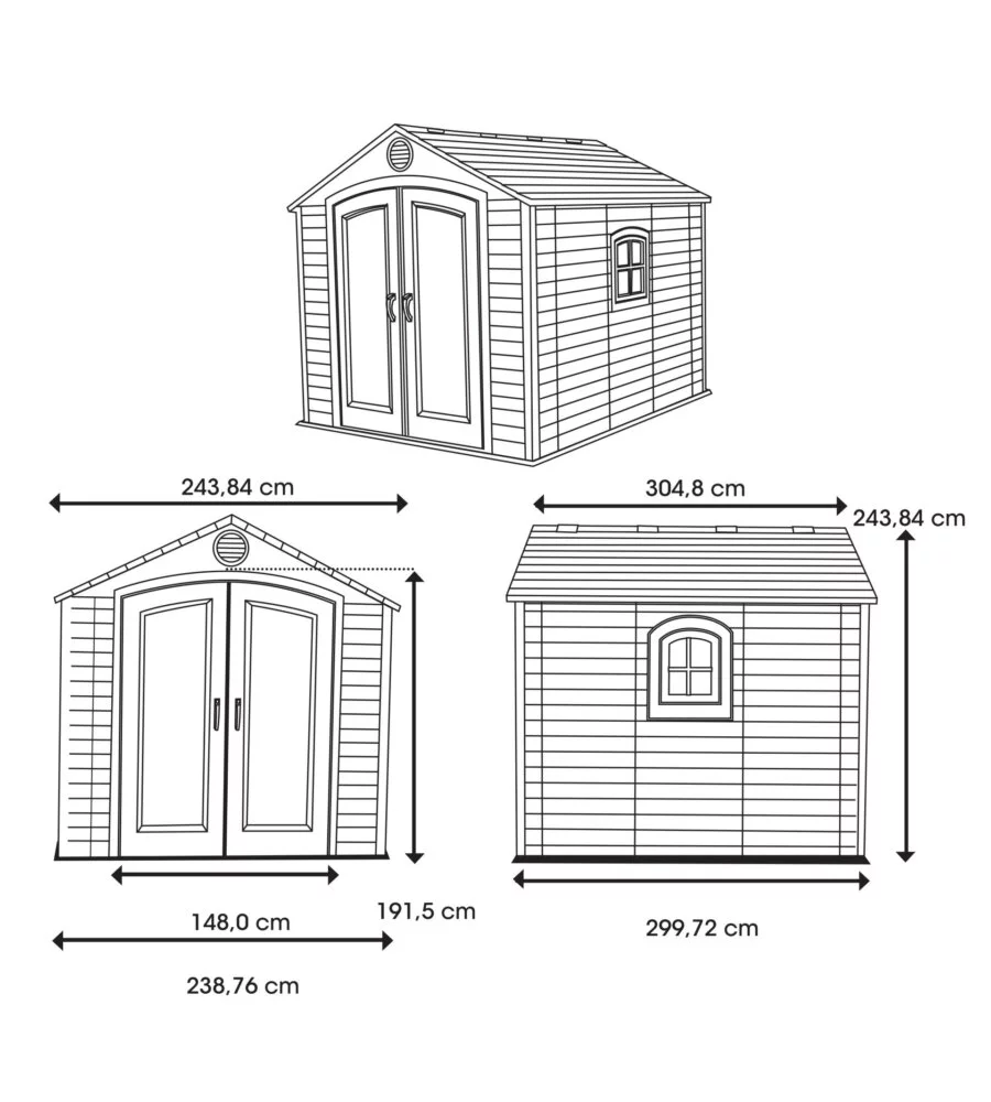CASETTA DA GIARDINO LIFETIME IN RESINA GRIGIO 244X305X244 CM