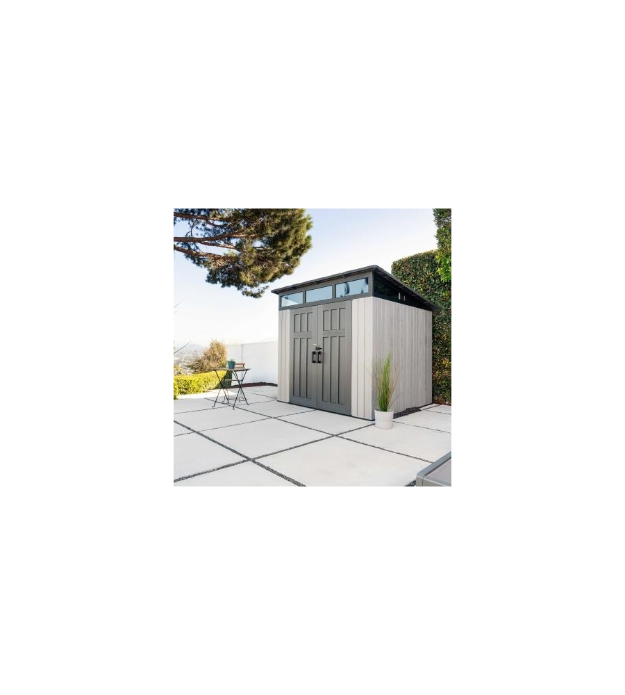 CASETTA DA GIARDINO LIFETIME IN RESINA EFFETTO LEGNO GRIGIO 2,54X2,54X2,37 CM