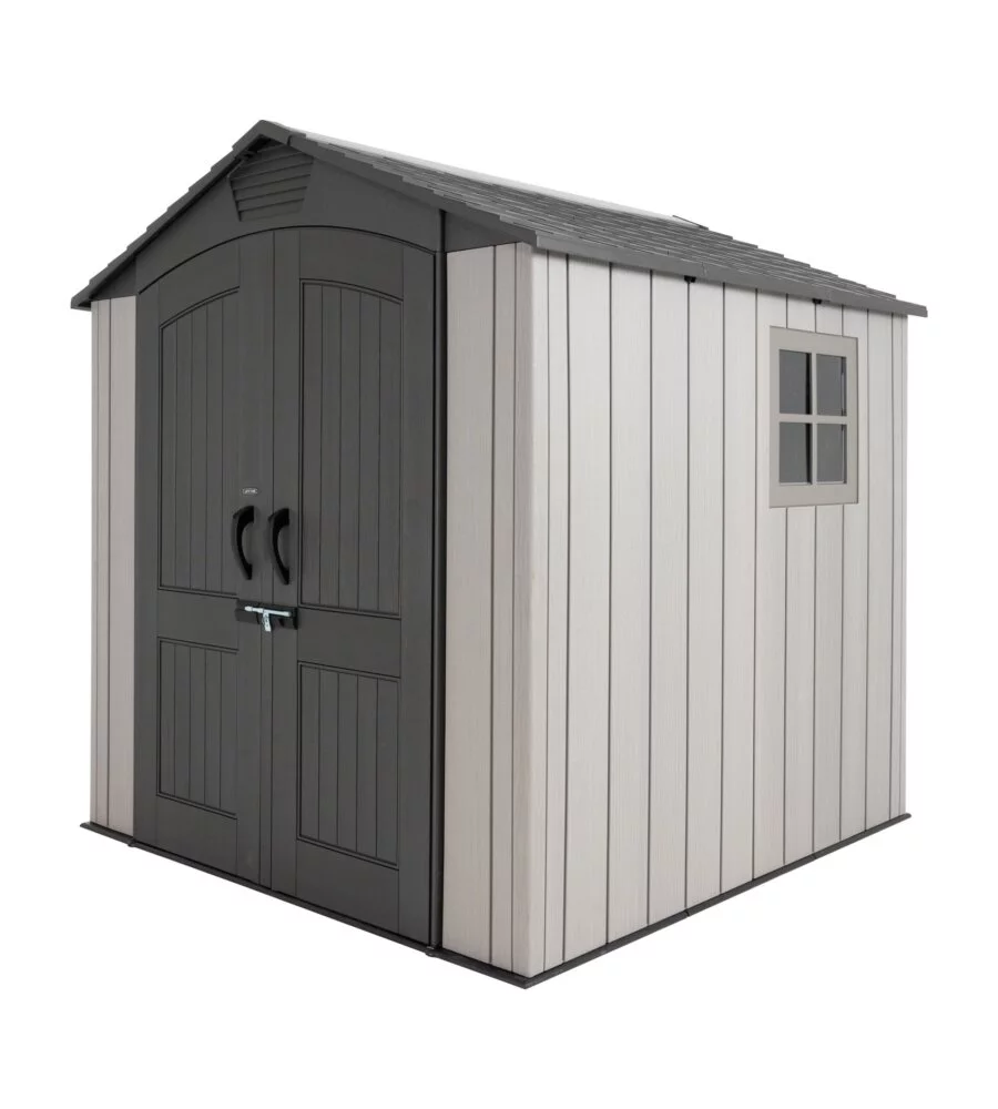 CASETTA DA GIARDINO LIFETIME IN RESINA EFFETTO LEGNO GRIGIO 214X214X227 CM