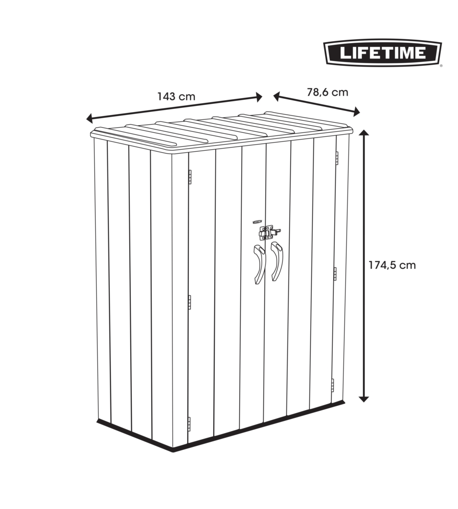 ARMADIO DA ESTERNO LIFETIME IN RESINA GRIGIO 143X78,6X174,5 CM