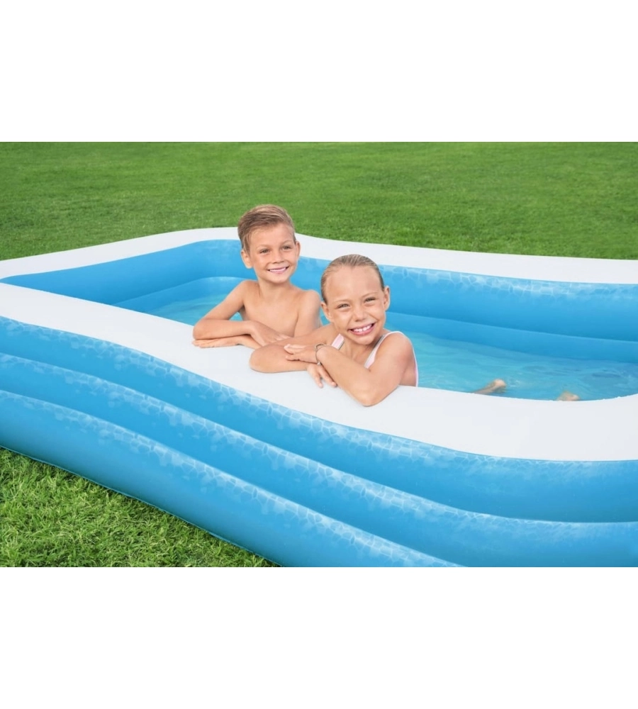 PISCINA GONFIABILE RETTANGOLARE A 3 ANELLI PER BAMBINI BESTWAY 305X183X56 CM