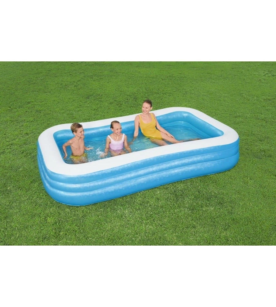 PISCINA GONFIABILE RETTANGOLARE A 3 ANELLI PER BAMBINI BESTWAY 305X183X56 CM