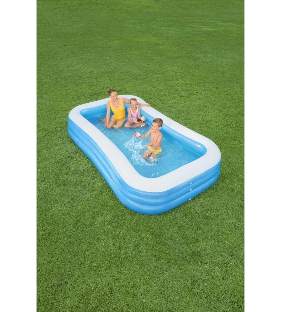 PISCINA GONFIABILE RETTANGOLARE A 3 ANELLI PER BAMBINI BESTWAY 305X183X56 CM