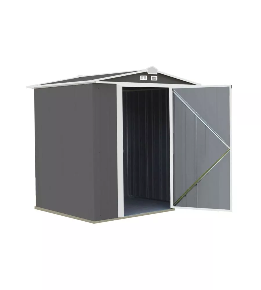 CASETTA DA GIARDINO HABRITA "ARROW EZEE" IN ACCIAIO ZINCATO ANTRACITE E PANNA 177,2X157,5X182,9 CM