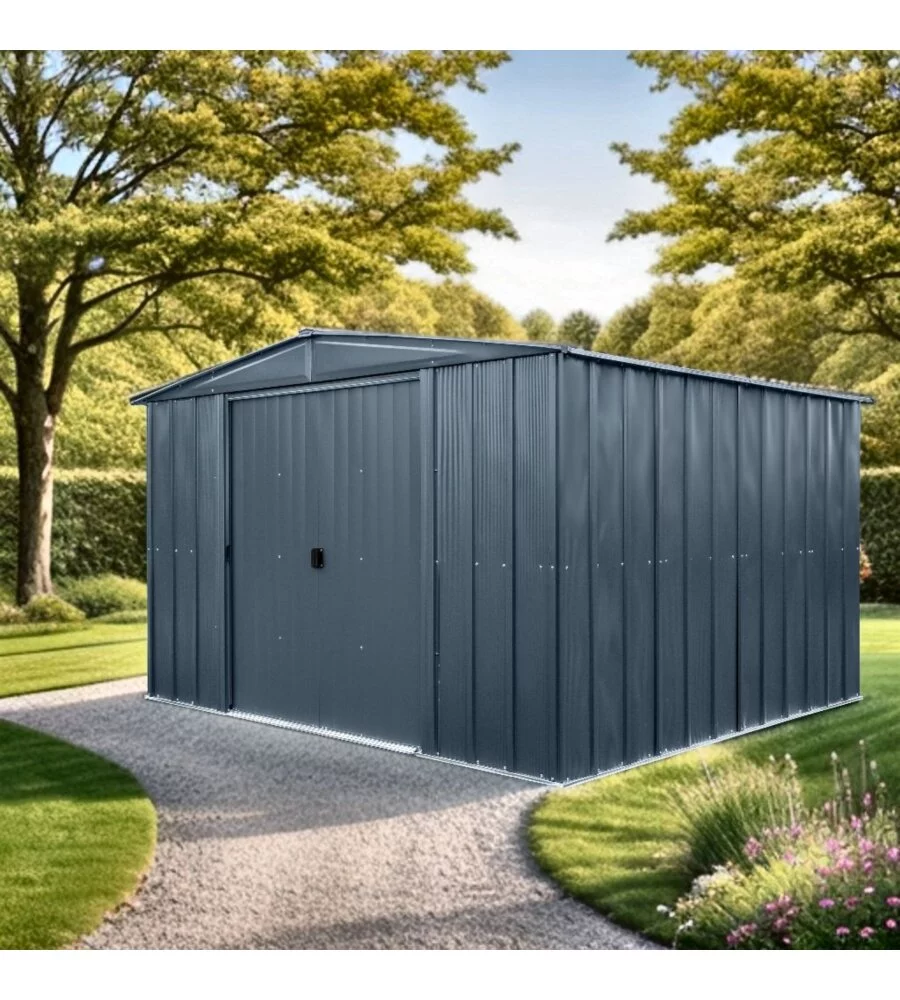 CASETTA DA GIARDINO HABRITA "SPACEMAKER APEX" IN ACCIAIO ZINCATO ANTRACITE 313,1X297,2X197,8 CM