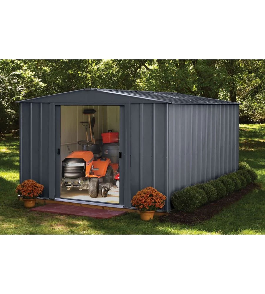 CASETTA DA GIARDINO HABRITA "SPACEMAKER APEX" IN ACCIAIO ZINCATO ANTRACITE 313,1X370,2X197,8 CM