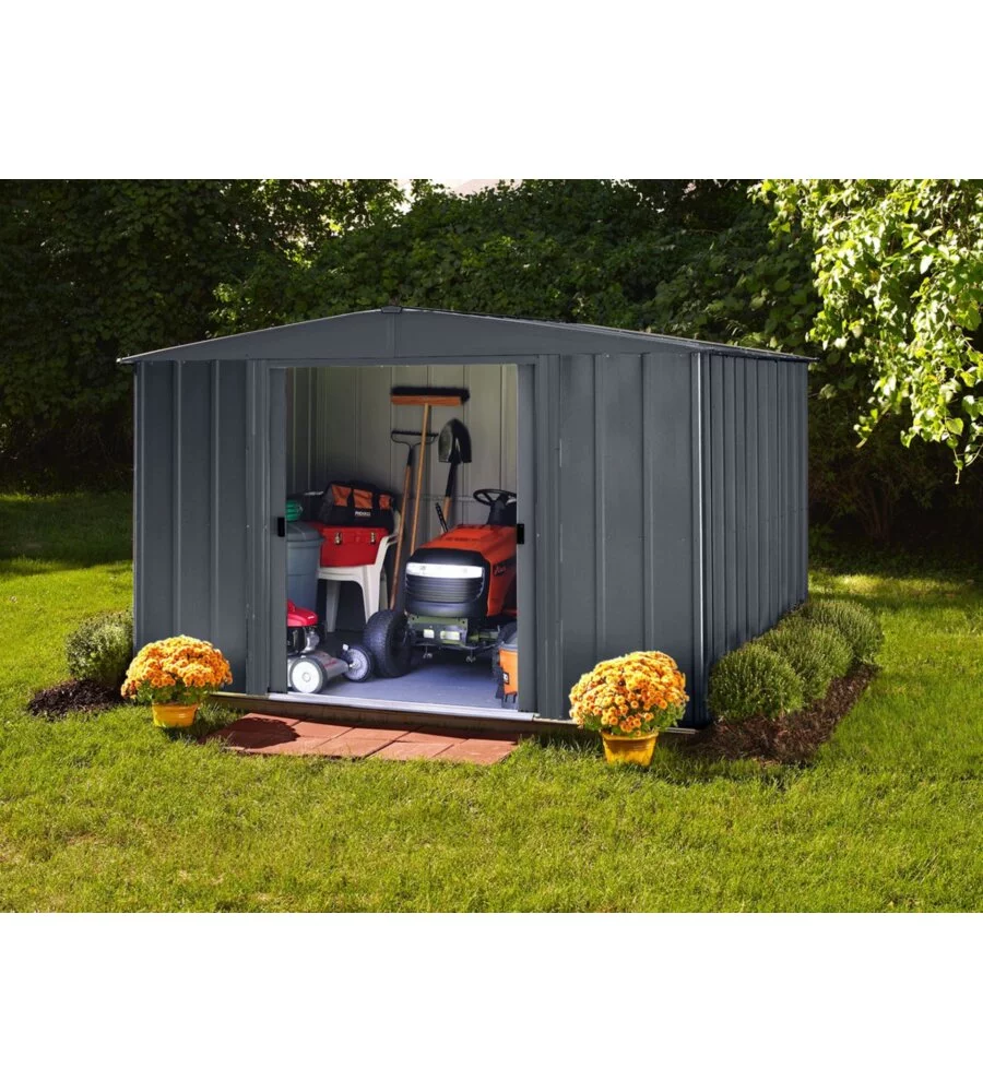 CASETTA DA GIARDINO HABRITA "SPACEMAKER APEX" IN ACCIAIO ZINCATO ANTRACITE  313,1X241,9X197,8 CM