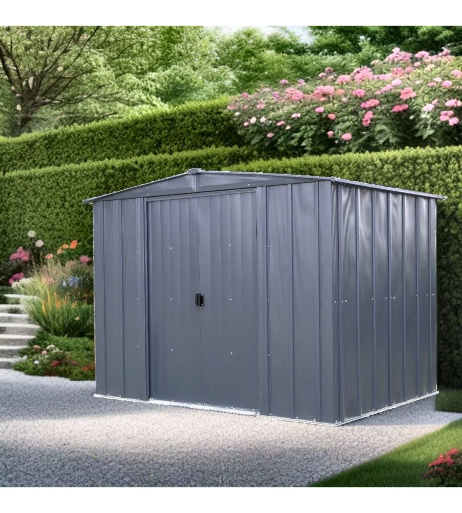 CASETTA DA GIARDINO HABRITA "SPACEMAKER APEX" IN ACCIAIO ZINCATO ANTRACITE 253X181X190 CM