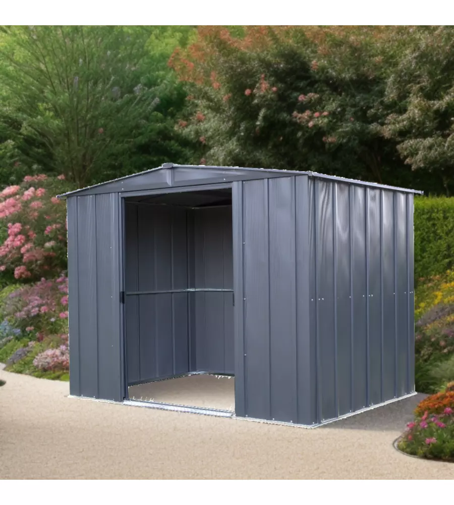 CASETTA DA GIARDINO HABRITA "SPACEMAKER APEX" IN ACCIAIO ZINCATO ANTRACITE 253X181X190 CM