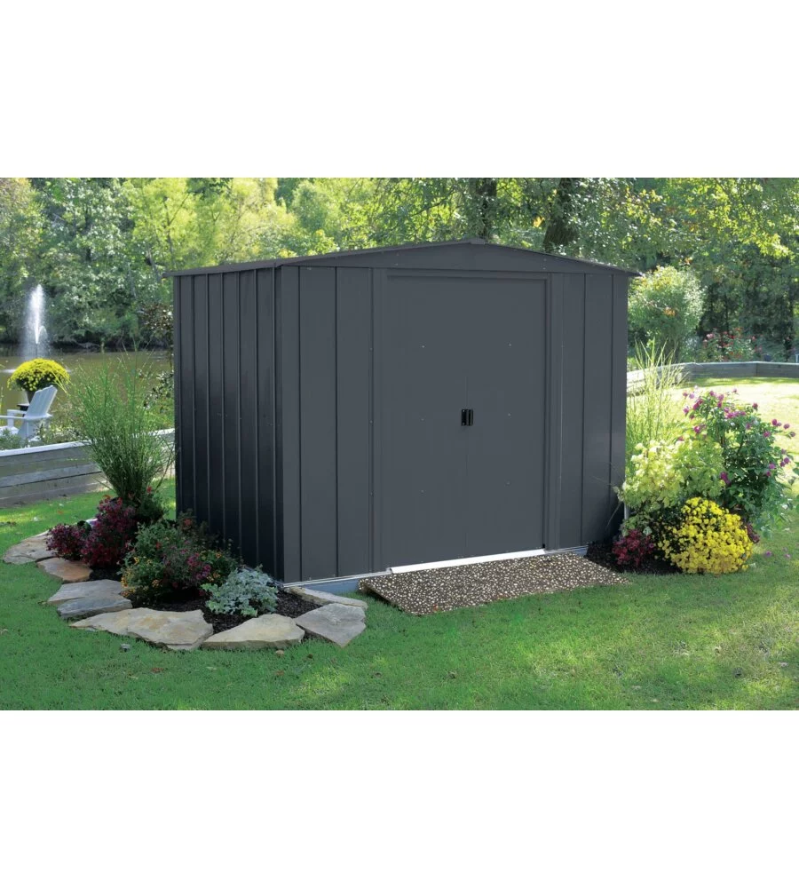 CASETTA DA GIARDINO HABRITA "SPACEMAKER APEX" IN ACCIAIO ZINCATO ANTRACITE 253X181X190 CM