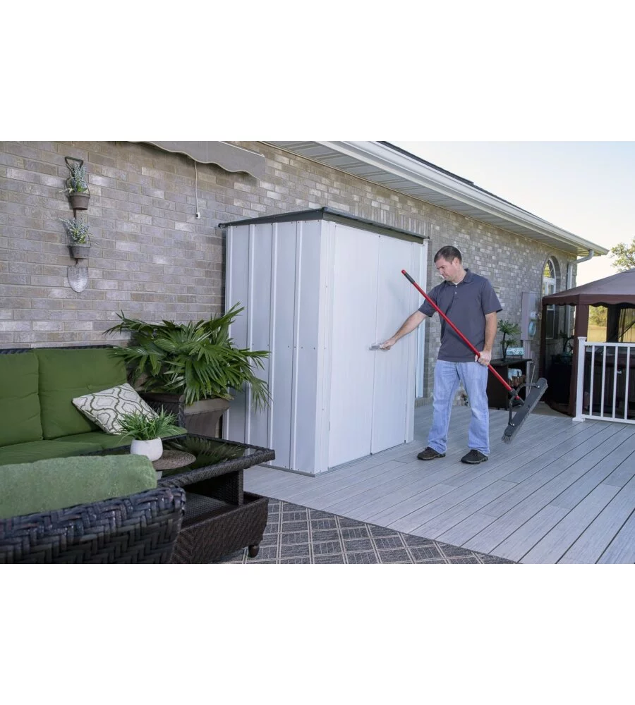 CASETTA DA GIARDINO HABRITA "SPACEMAKER PATIO" IN ACCIAIO ZINCATO GRIGIO 171,5X99,7X188,6 CM