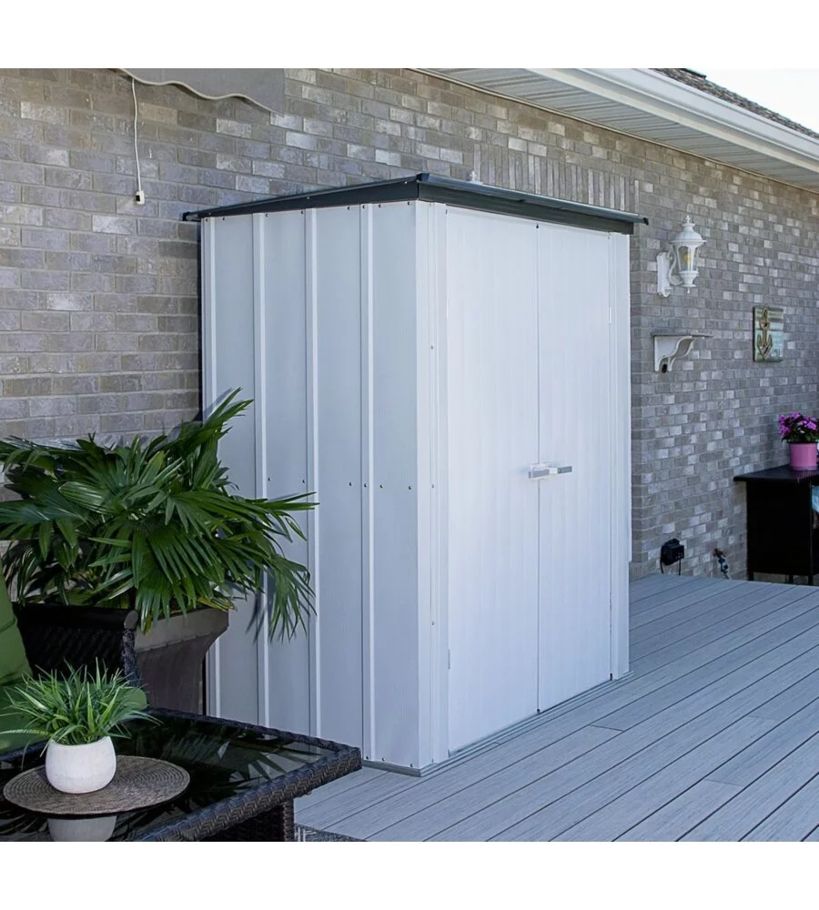 CASETTA DA GIARDINO HABRITA "SPACEMAKER PATIO" IN ACCIAIO ZINCATO GRIGIO 171,5X99,7X188,6 CM