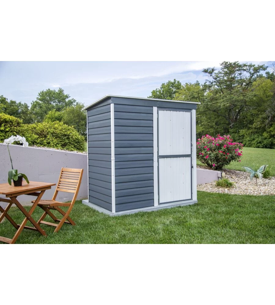 CASETTA DA GIARDINO HABRITA "SPACEMAKER SHED" IN ACCIAIO ZINCATO ANTRACITE E PANNA 203,2X161,1X196,4 CM