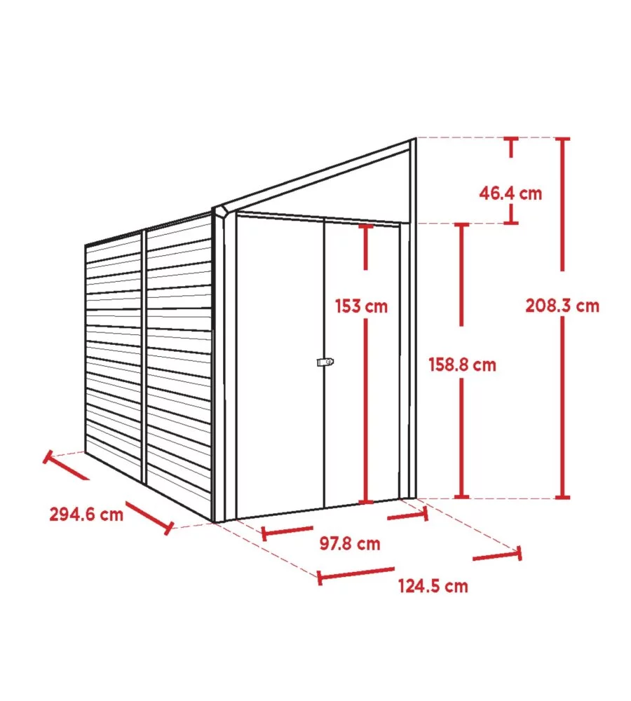 CASETTA DA GIARDINO ADDOSSATA HABRITA "ARROW YARDSAVER" IN ACCIAIO ZINCATO ANTRACITE 124,5X294,6X208,3 CM