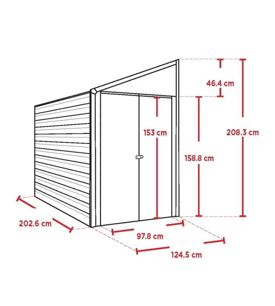 CASETTA DA GIARDINO ADDOSSATA HABRITA "ARROW YARDSAVER" IN ACCIAIO ZINCATO ANTRACITE 124,5X202,6X208,3 CM