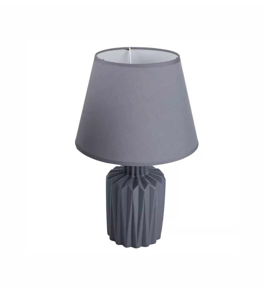 LAMPADA DA TAVOLO "VULCANO" IN CERAMICA GRIGIA E14