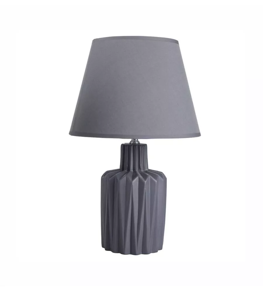 LAMPADA DA TAVOLO "VULCANO" IN CERAMICA GRIGIA E14