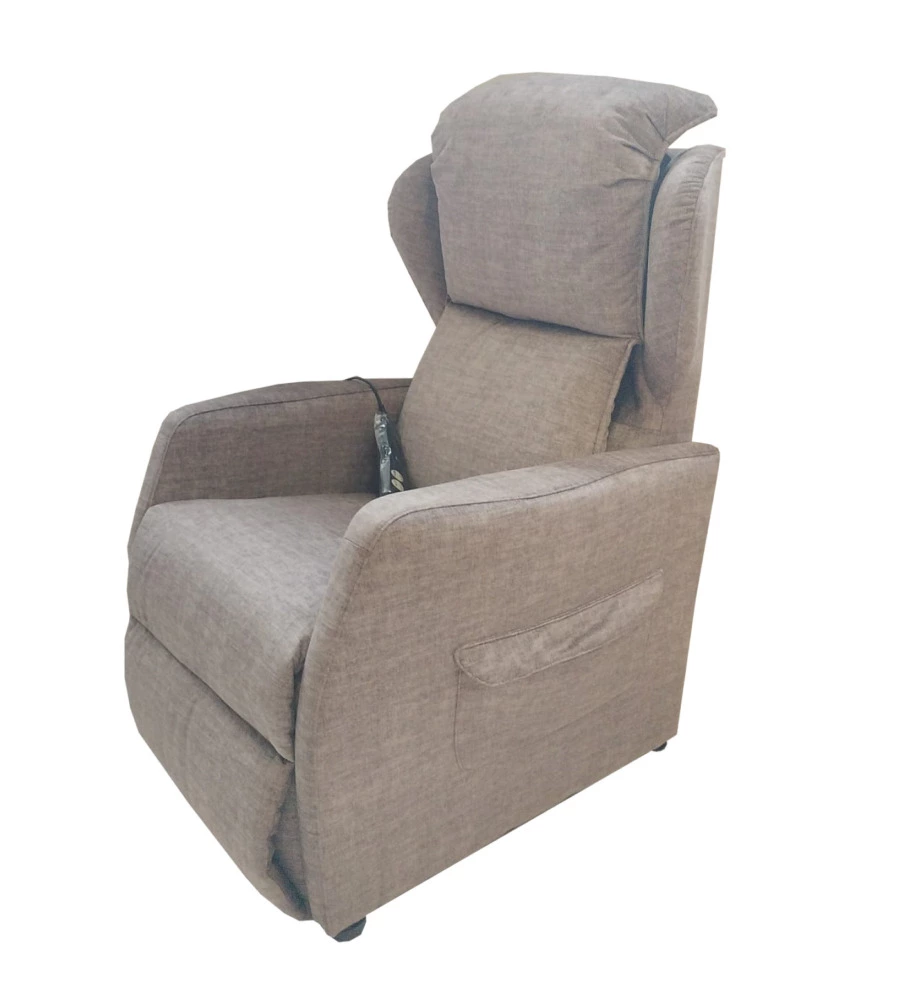 POLTRONA "JOLLY 2" CON RECLINER E ALZATA ELETTRICA IN TESSUTO MATTONE, 75X85X108 CM