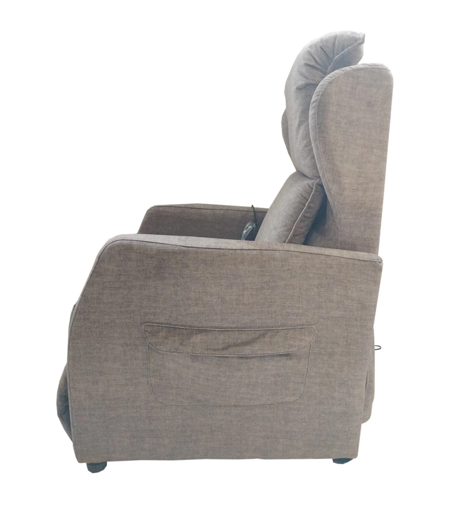 POLTRONA "JOLLY 2" CON RECLINER E ALZATA ELETTRICA IN TESSUTO MATTONE, 75X85X108 CM