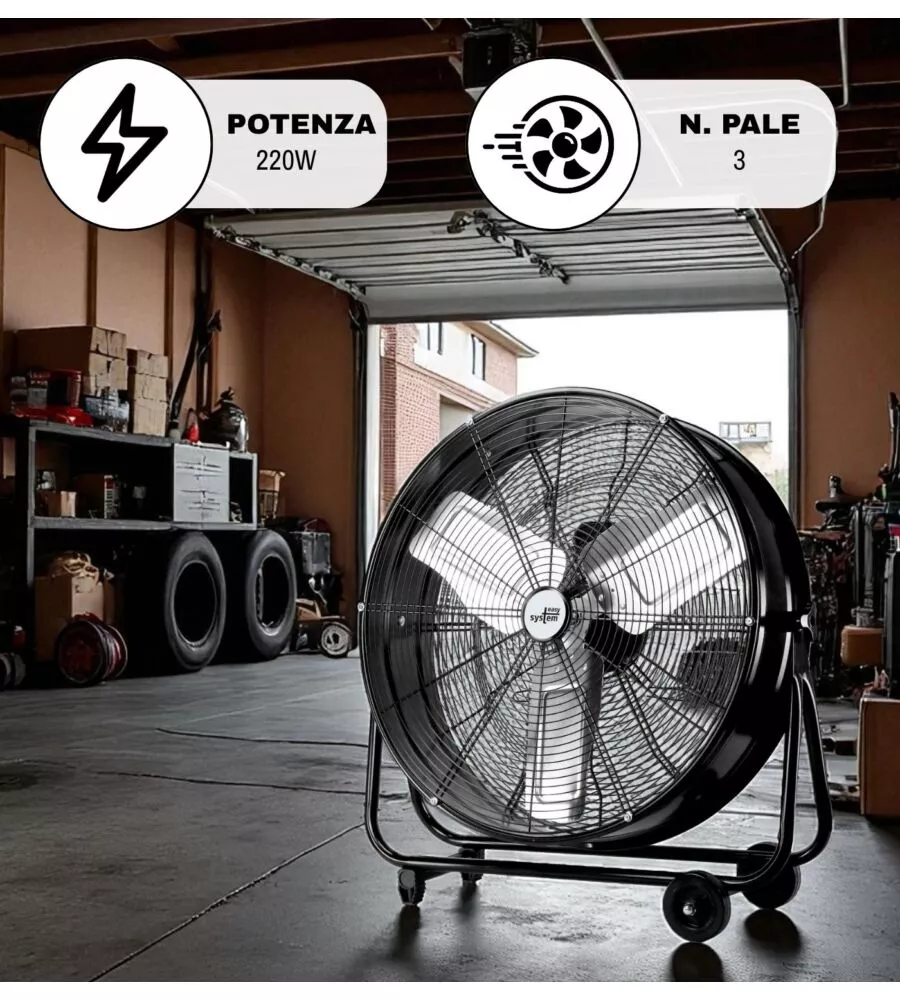 VENTILATORE DA APPOGGIO EASY SYSTEM NERO 220W