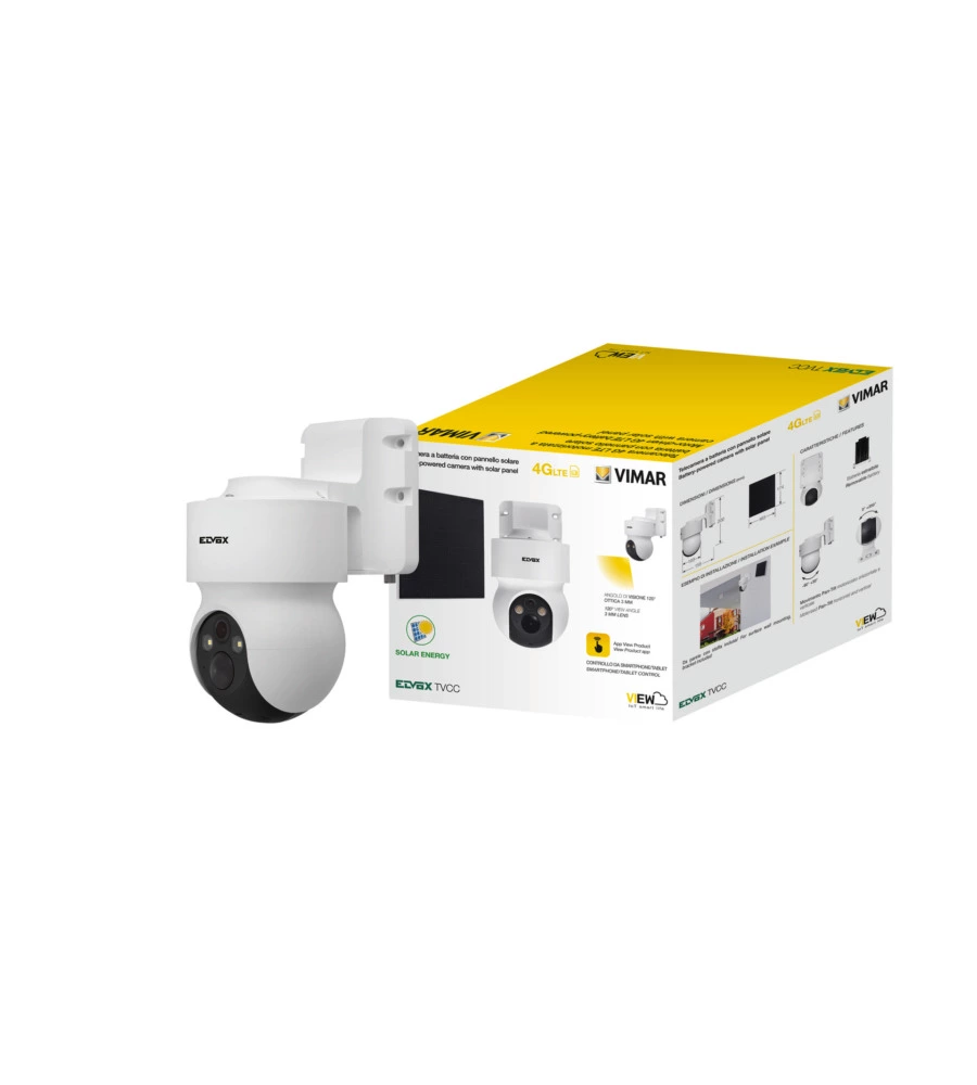 TELECAMERA CON PANNELLO SOLARE VIMAR 4G 3MPX - COD.46243.030CL