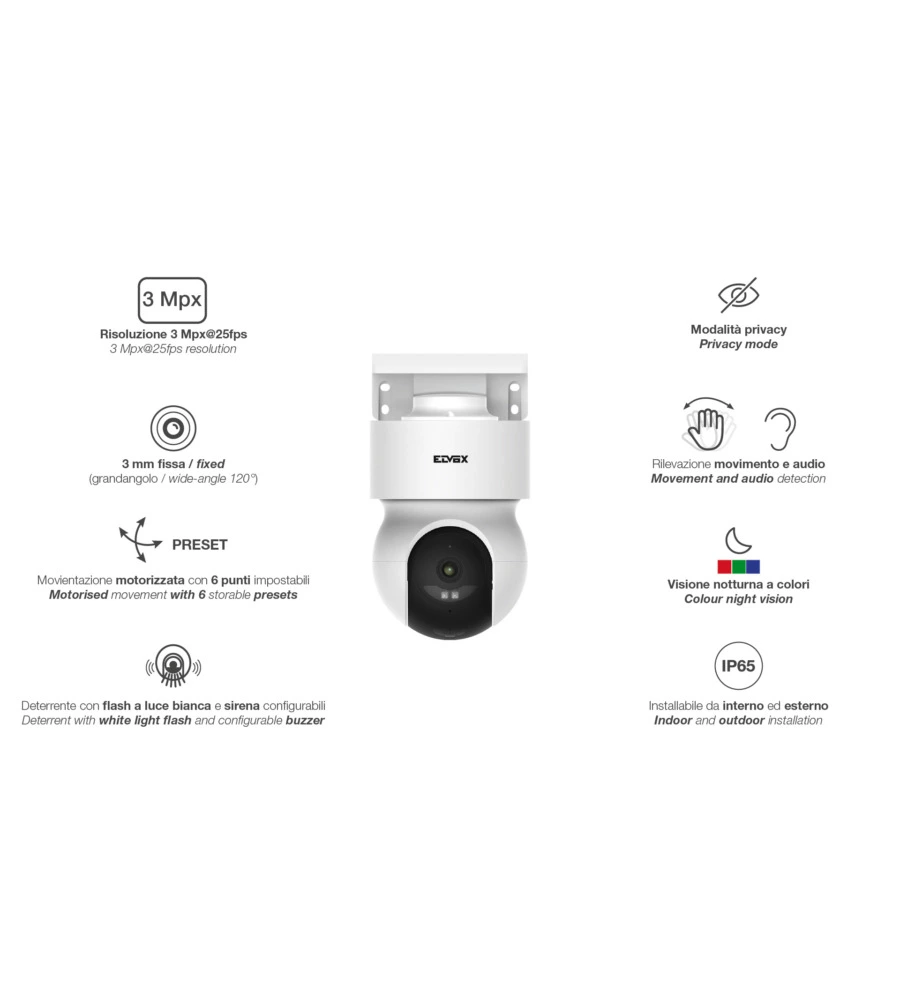 TELECAMERA CON PANNELLO SOLARE VIMAR 4G 3MPX - COD.46243.030CL