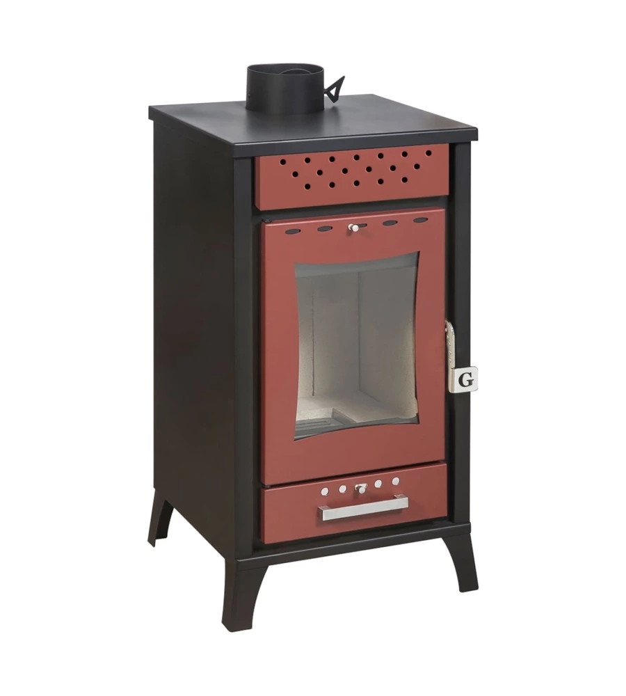 STUFA A LEGNA DIVINA FIRE "OLGA" ROSSO 15 KW