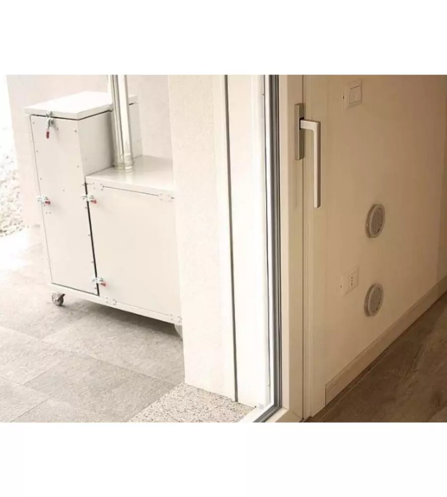 STUFA A PELLET SENZA CANNA FUMARIA PIROX "TURBOPELLET" BIANCO 11 KW