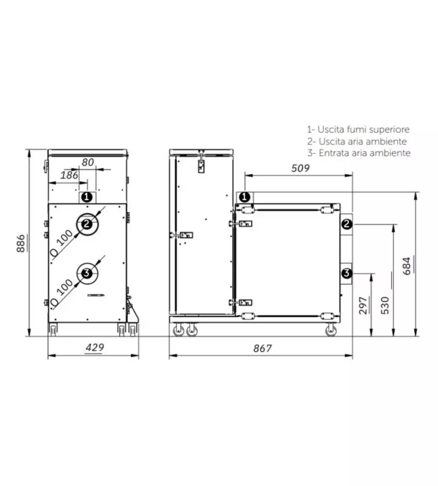 STUFA A PELLET SENZA CANNA FUMARIA PIROX "TURBOPELLET" BIANCO 11 KW