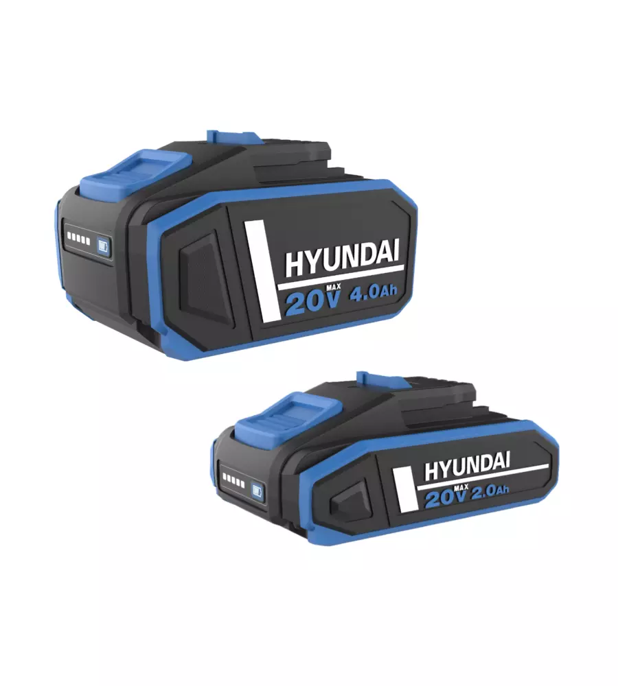 KIT TRAPANO A PERCUSSIONE E SMERIGLIATRICE ANGOLARE A BATTERIA HYUNDAI 2 BATTERIE 20V 2AH/4AH E CARICABATTERIE - COD. 25851