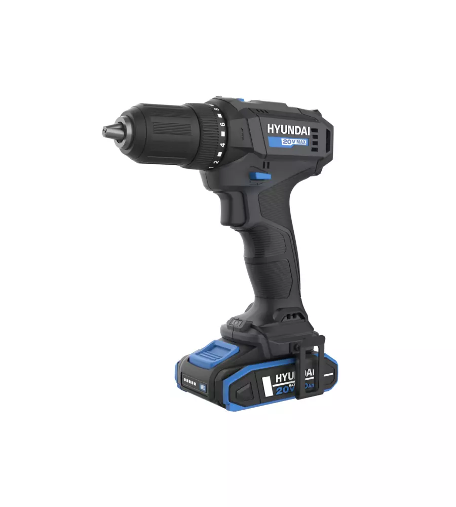 KIT TRAPANO AVVITATORE E AVVITATORE A IMPULSI A BATTERIA HYUNDAI 2 BATTERIE 20V 2AH E CARICABATTERIE - COD. 25852