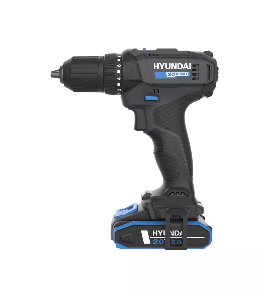 KIT TRAPANO AVVITATORE E AVVITATORE A IMPULSI A BATTERIA HYUNDAI 2 BATTERIE 20V 2AH E CARICABATTERIE - COD. 25852