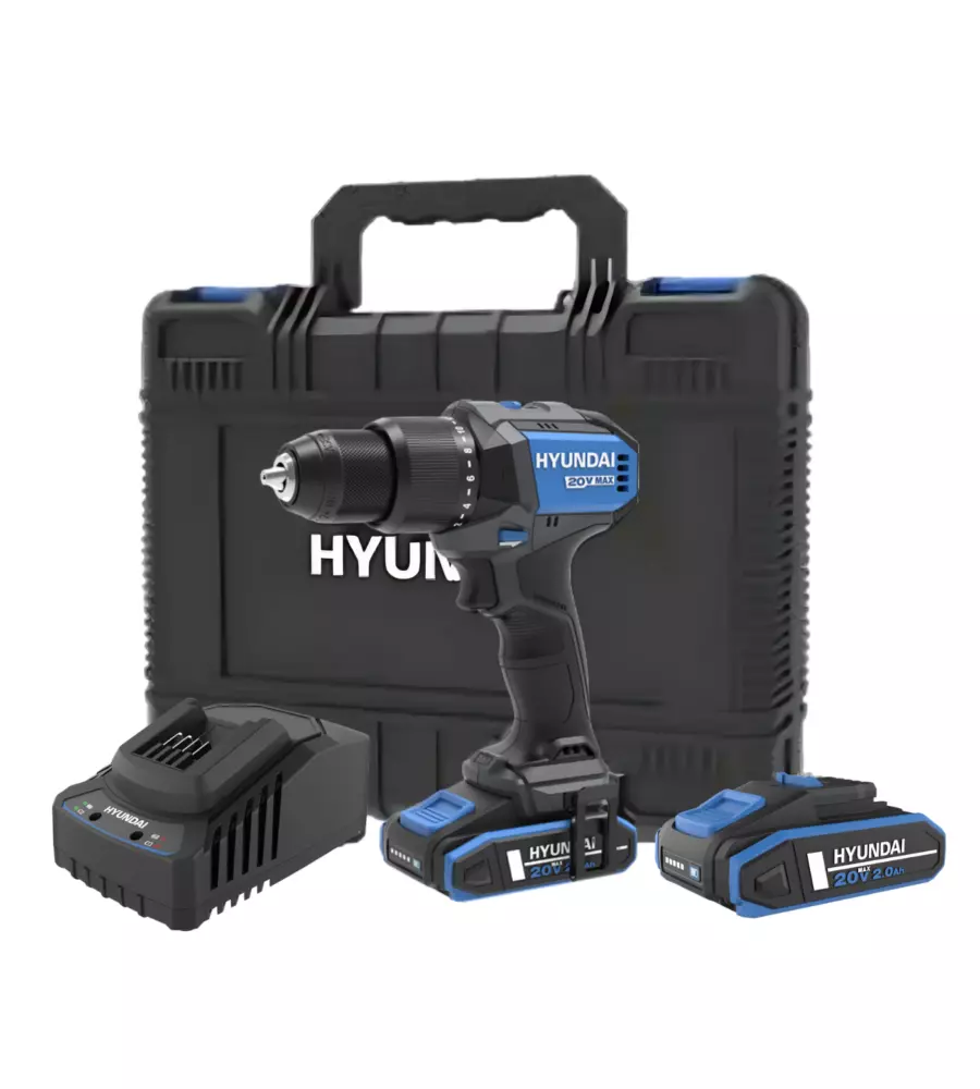 KIT VALIGETTA TRAPANO A PERCUSSIONE A BATTERIA HYUNDAI 60 NM 2 BATTERIE 20V 2AH E CARICABATTERIE - COD. 25856