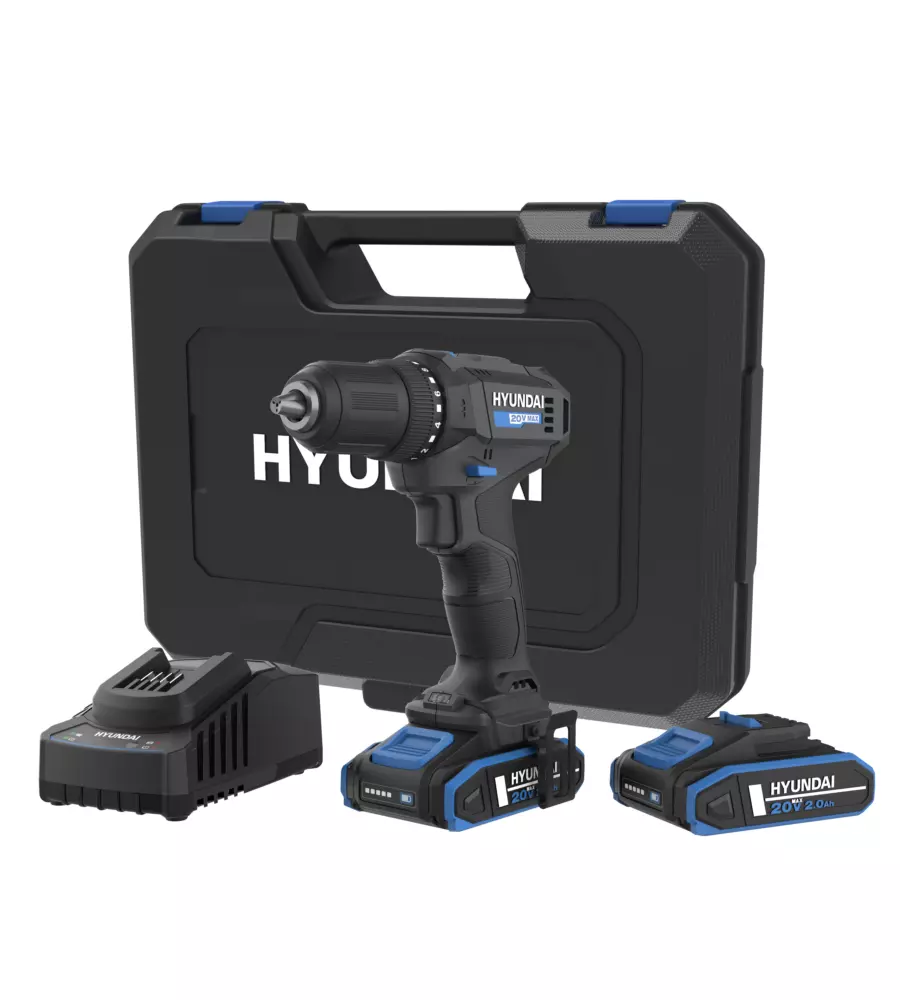 KIT VALIGETTA TRAPANO AVVITATORE A BATTERIA HYUNDAI 40 NM 2 X 20V 2AH E CARICABATTERIE - COD. 25871