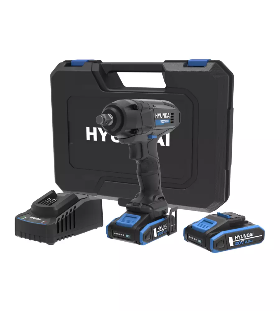 KIT VALIGETTA AVVITATORE A IMPULSI A BATTERIA HYUNDAI 250 NM 2 BATTERIE 20V 2AH E CARICABATTERIE - COD. 25879