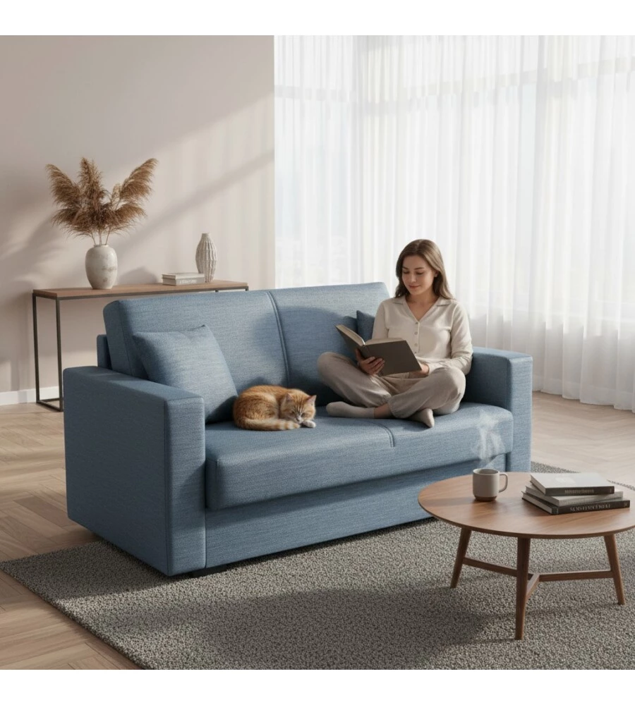 DIVANO LETTO "AFRODITE" 2 POSTI GRIGIO-BLU 155X80X87 CM