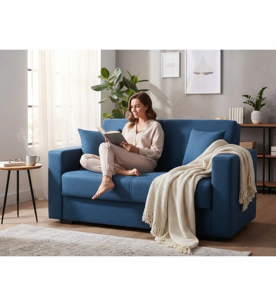 DIVANO LETTO "AFRODITE" 2 POSTI BLU 155X80X87 CM